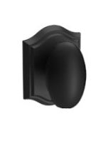 The Baldwin Reserve Ellipse Knob with Traditional Arch Rosette in Satin Black finish.