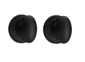 The Baldwin Reserve Ellipse Knob with Traditional Round Rosette in Satin Black finish.