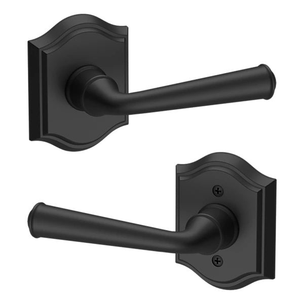 The Baldwin Reserve Federal Lever with Traditional Arch Rosette in Satin Black finish.