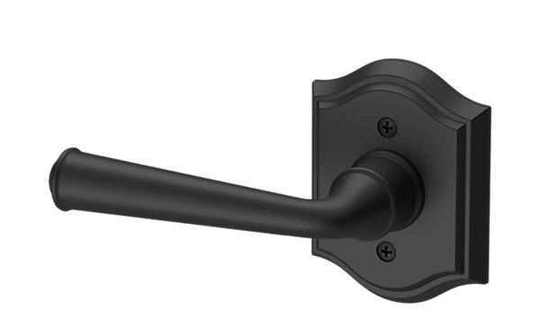 The Baldwin Reserve Federal Lever with Traditional Arch Rosette in Satin Black finish.