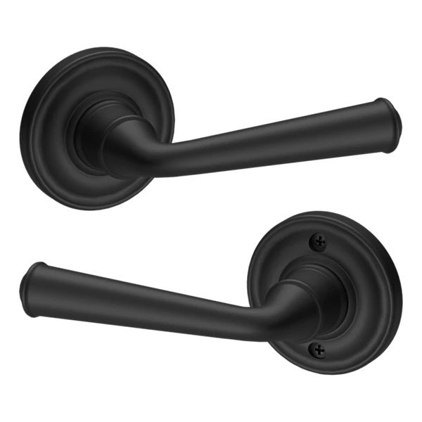 The Baldwin Reserve Federal Lever with Traditional Round Rosette in Satin Black finish.