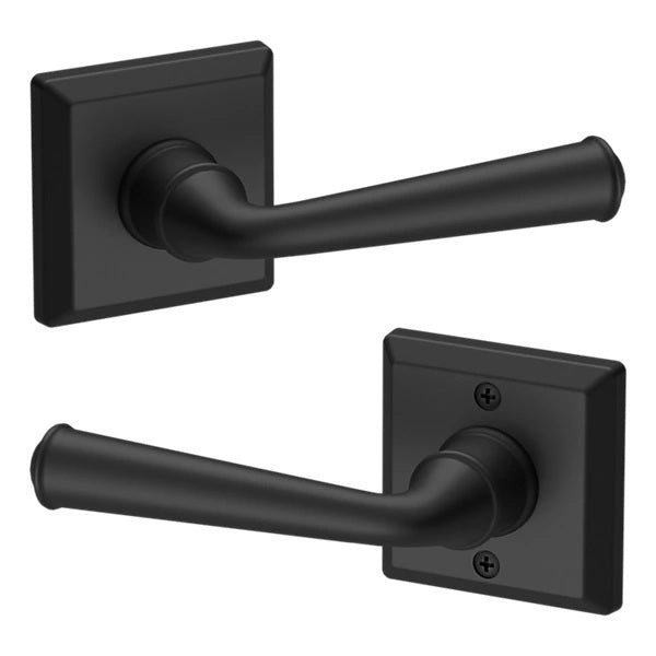 The Baldwin Reserve Federal Lever with Traditional Square Rosette in Satin Black finish.