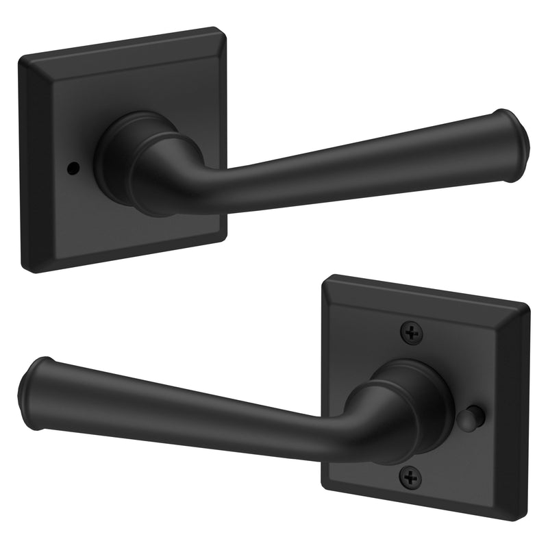 The Baldwin Reserve Federal Lever with Traditional Square Rosette in Satin Black finish.