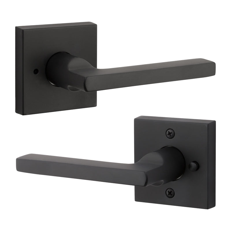 The Baldwin Reserve Square Lever with Contemporary Square Rosette in Satin Black finish.