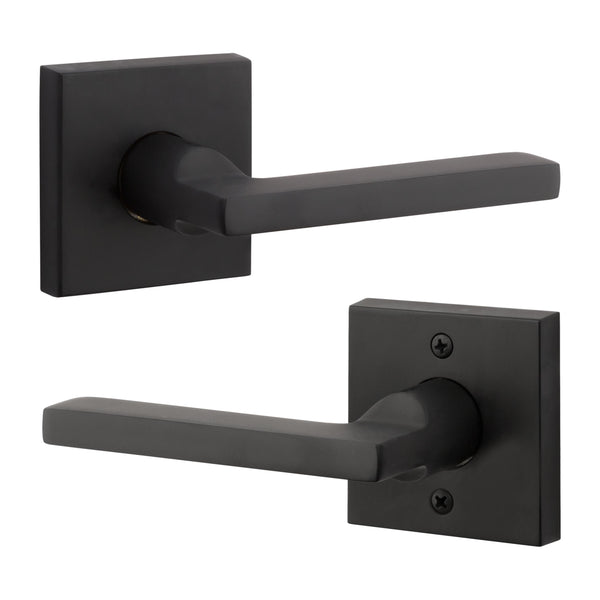 The Baldwin Reserve Square Lever with Contemporary Square Rosette in Satin Black finish.
