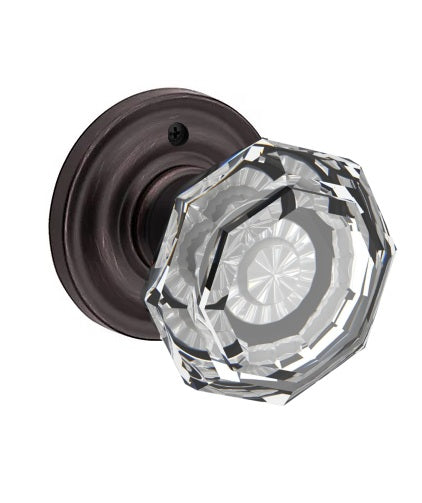 The Baldwin Reserve Crystal Knob with Traditional Round Rosette in Venetian Bronze finish.