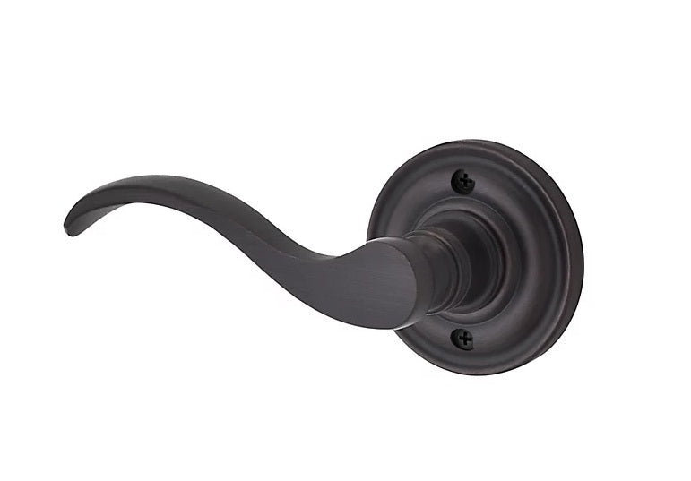 The Baldwin Reserve Curve Lever with Traditional Round Rosette in Venetian Bronze finish.