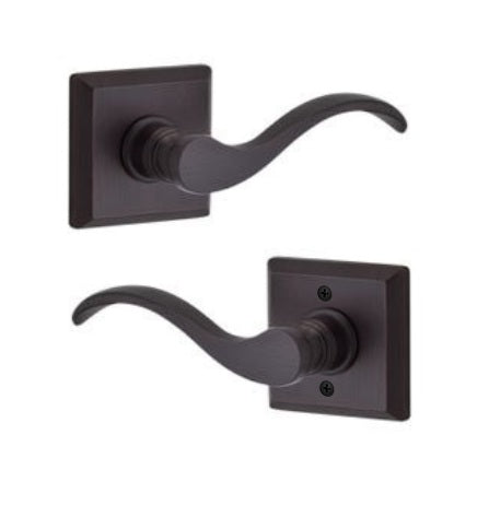 The Baldwin Reserve Curve Lever with Traditional Square Rosette in Venetian Bronze finish.