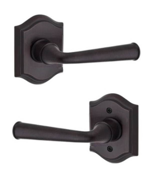 The Baldwin Reserve Federal Lever with Traditional Arch Rosette in Venetian Bronze finish.