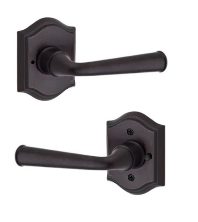 The Baldwin Reserve Federal Lever with Traditional Arch Rosette in Venetian Bronze finish.