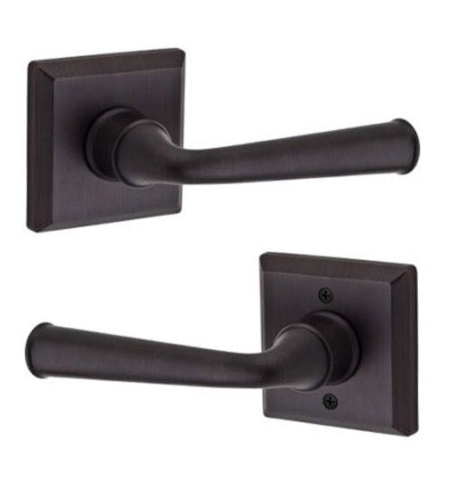 The Baldwin Reserve Federal Lever with Traditional Square Rosette in Venetian Bronze finish.