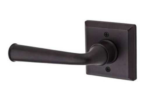 The Baldwin Reserve Federal Lever with Traditional Square Rosette in Venetian Bronze finish.