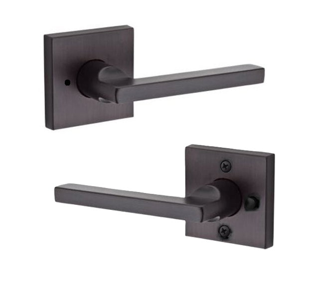 The Baldwin Reserve Square Lever with Contemporary Square Rosette in Venetian Bronze finish.