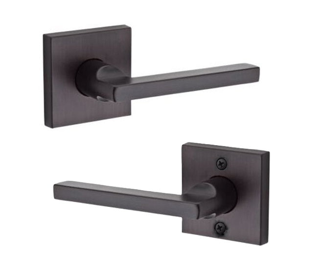 The Baldwin Reserve Square Lever with Contemporary Square Rosette in Venetian Bronze finish.