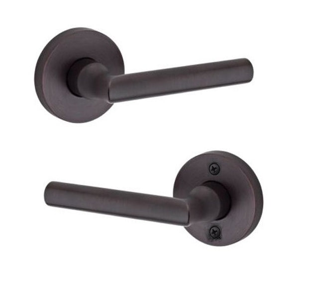 The Baldwin Reserve Tube Lever with Contemporary Round Rosette in Venetian Bronze finish.