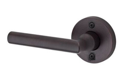 The Baldwin Reserve Tube Lever with Contemporary Round Rosette in Venetian Bronze finish.