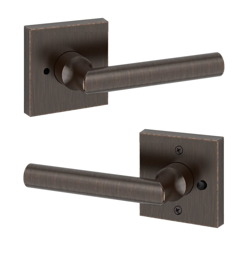 The Baldwin Reserve Tube Lever with Contemporary Square Rosette in Venetian Bronze finish.