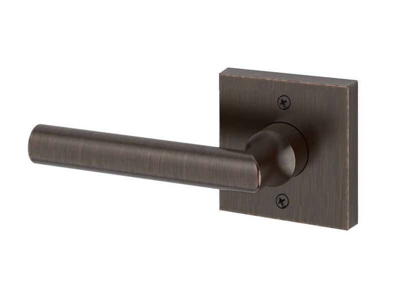 The Baldwin Reserve Tube Lever with Contemporary Square Rosette in Venetian Bronze finish.