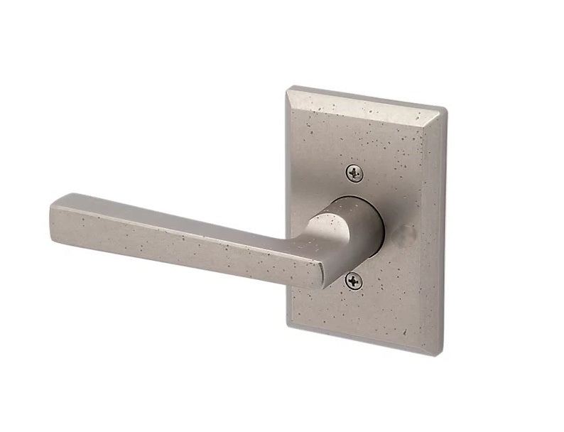 The Baldwin Reserve Taper Lever with Rustic Square Rosette in White Bronze finish.
