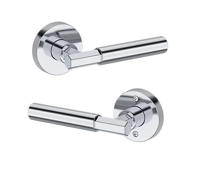 Baldwin Riddling Lever with Contemporary Round Rosette in Polished Chrome finish