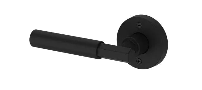 Baldwin Riddling Lever with Contemporary Round Rosette in Satin Black finish