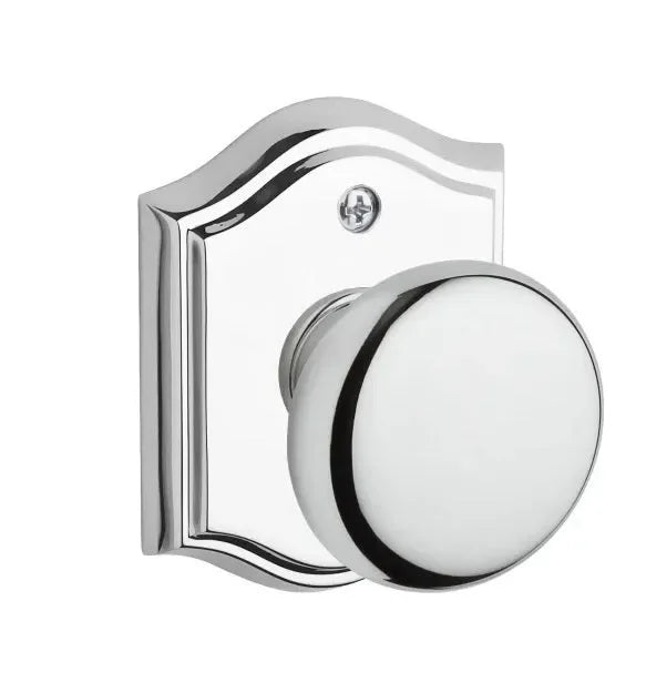 Baldwin Round Knob with Traditional Arch Rosette Polished Chrome