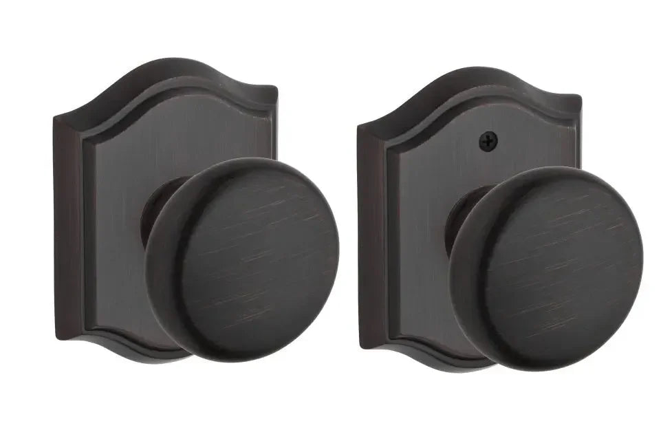Baldwin Round Knob with Traditional Arch Rosette Venetian Bronze