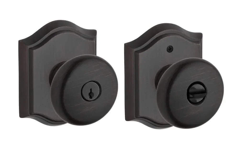 Baldwin Round Knob with Traditional Arch Rosette Venetian Bronze