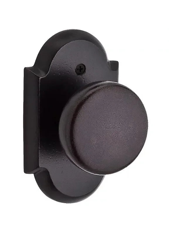Baldwin Rustic Knob with Rustic Arch Rosette Dark Bronze