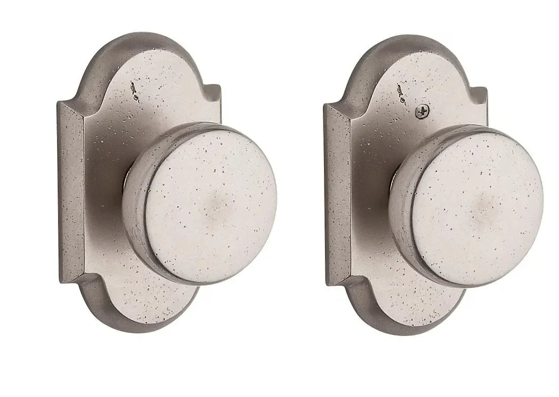 Baldwin Rustic Knob with Rustic Arch Rosette White Bronze