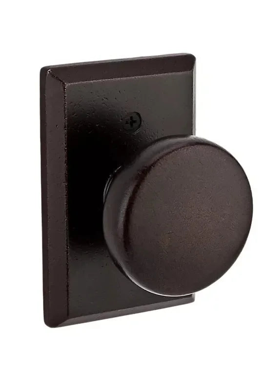 Baldwin Rustic Knob with Rustic Square Rosette Dark Bronze
