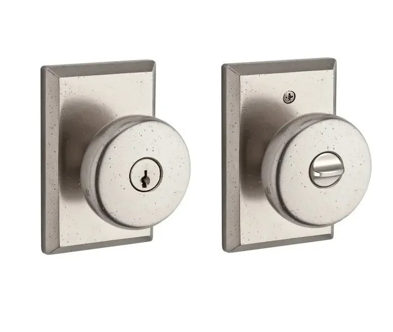 Baldwin Rustic Knob with Rustic Square Rosette White Bronze