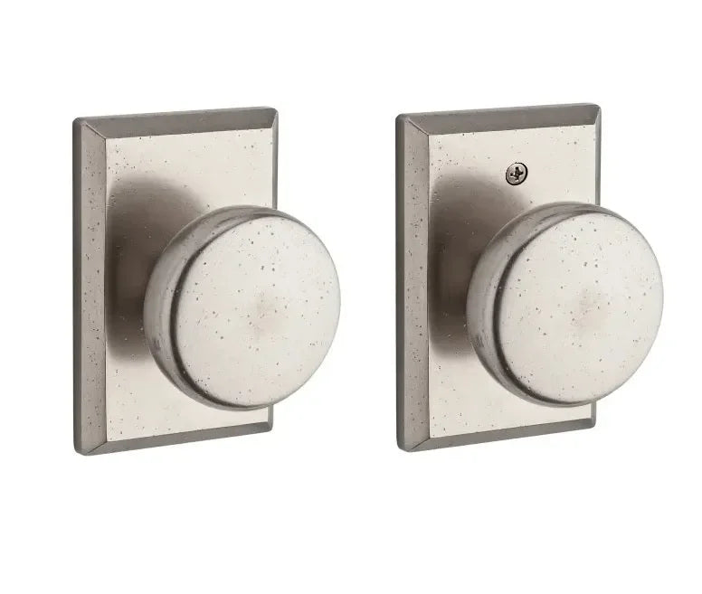 Baldwin Rustic Knob with Rustic Square Rosette White Bronze