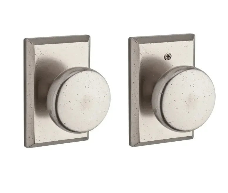 Baldwin Rustic Knob with Rustic Square Rosette White Bronze