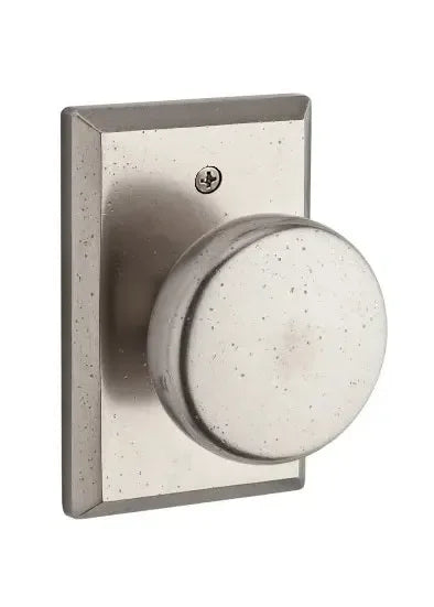 Baldwin Rustic Knob with Rustic Square Rosette White Bronze