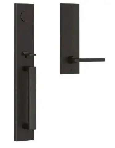 Baldwin Santa Cruz Handleset with Interior Square Lever and Contemporary Square Escutcheon in Venetian Bronze finish