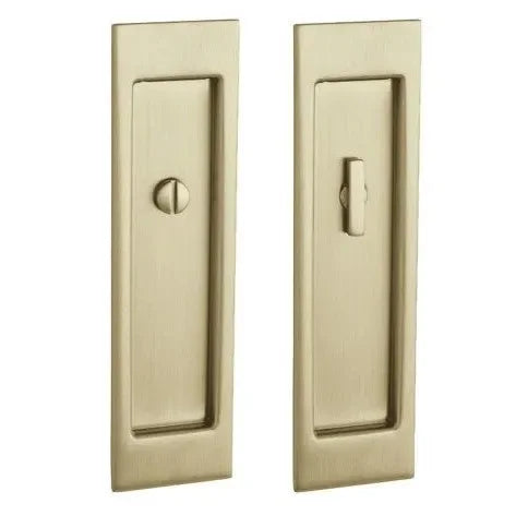 Baldwin Estate Santa Monica Privacy Large Pocket Door Set in Vintage Brass finish