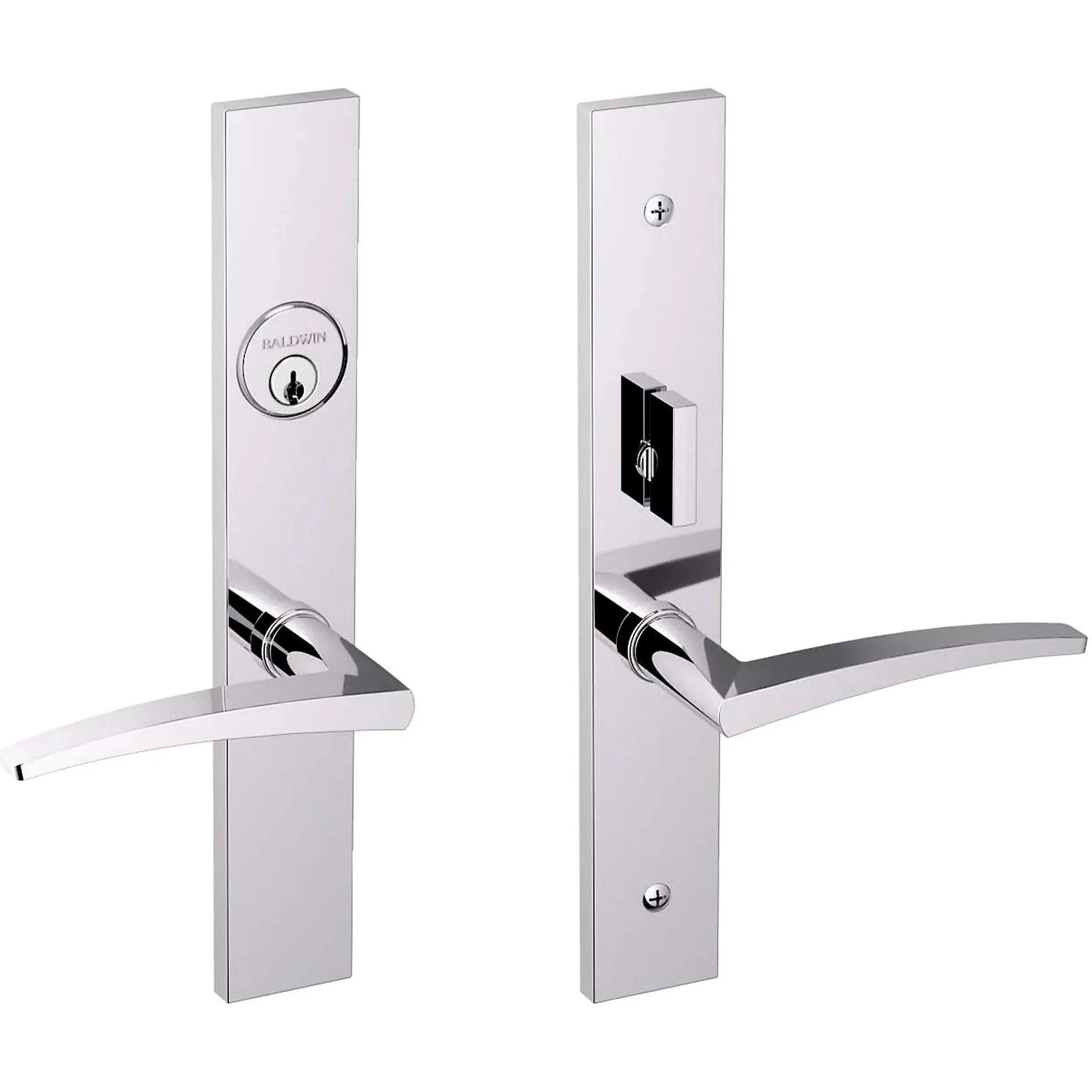 Baldwin Santa Monica Mortise Handleset Entrance Trim with Interior L022 Lever Polished Chrome