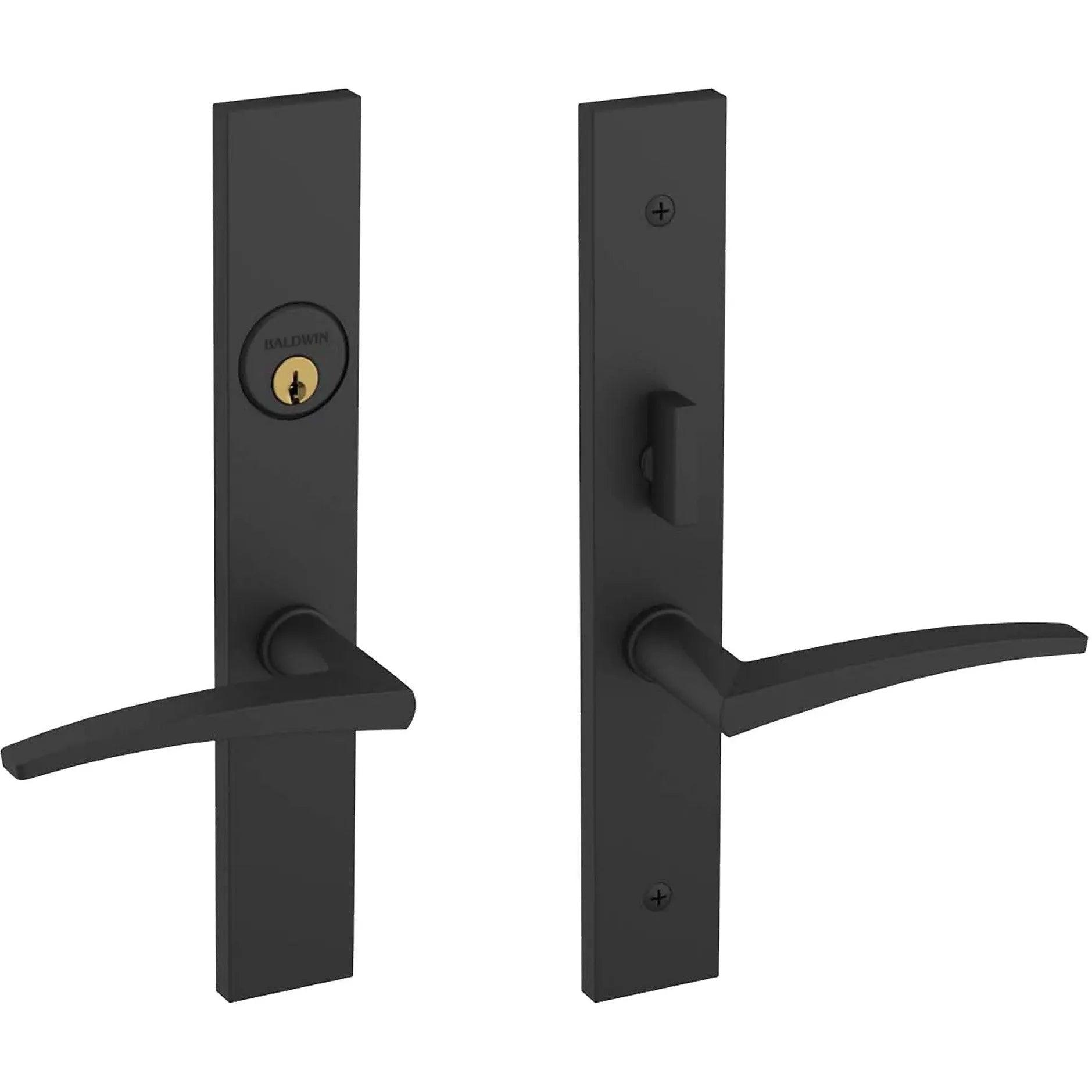 Baldwin Santa Monica Mortise Handleset Entrance Trim with Interior L022 Lever Satin Black