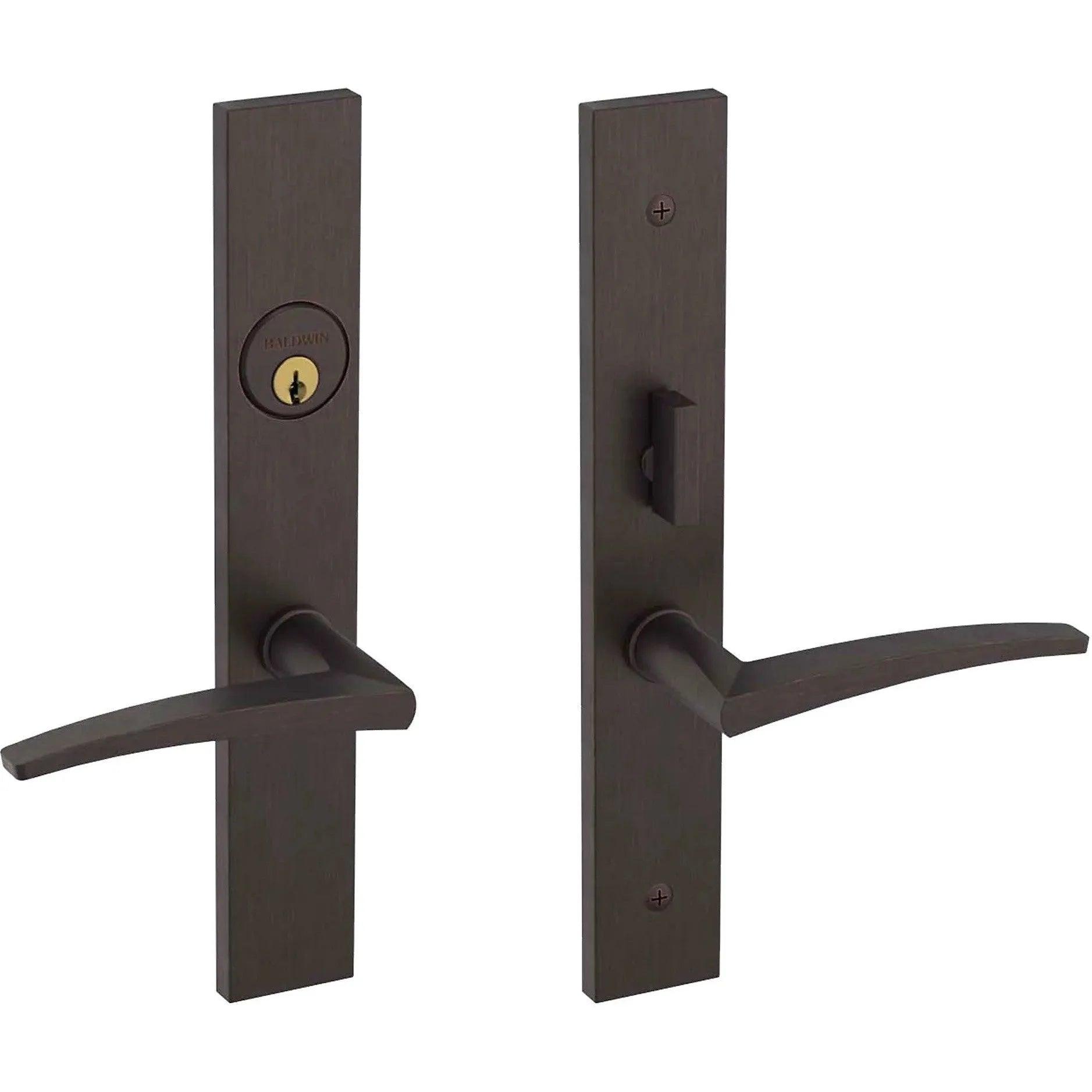 Baldwin Santa Monica Mortise Handleset Entrance Trim with Interior L022 Lever Venetian Bronze