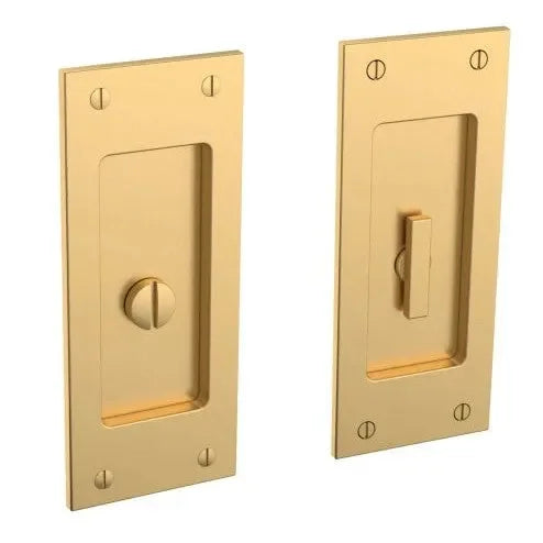 Baldwin Santa Monica Small Pocket Door Set Lifetime Satin Brass