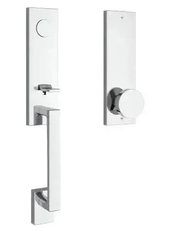 Baldwin Seattle Handleset with Interior Contemporary Knob and Contemporary Square Escutcheon in Polished Chrome finish