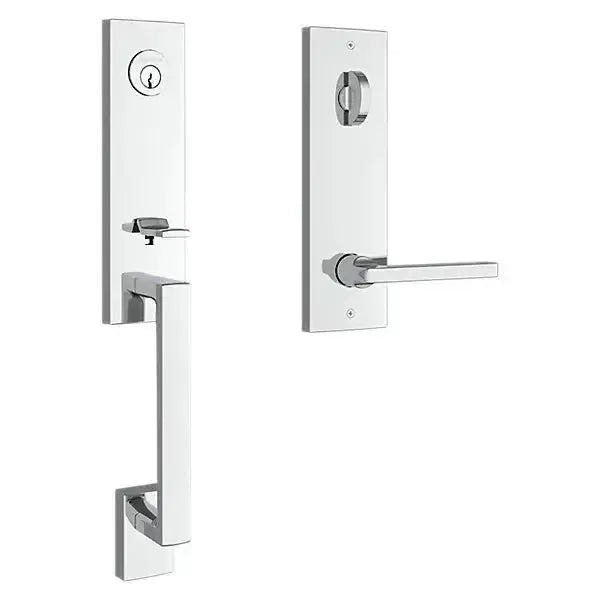 Baldwin Seattle Handleset with Interior Square Lever and Contemporary Square Escutcheon in Polished Chrome finish