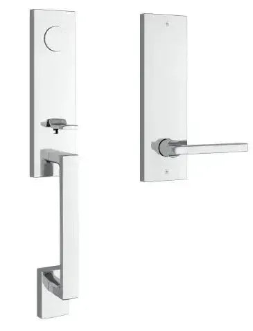 Baldwin Seattle Handleset with Interior Square Lever and Contemporary Square Escutcheon in Polished Chrome finish