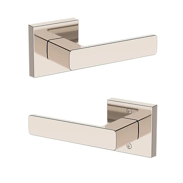 Baldwin Sharpewood Lever with Contemporary Square Rosette in Lifetime Polished Nickel finish