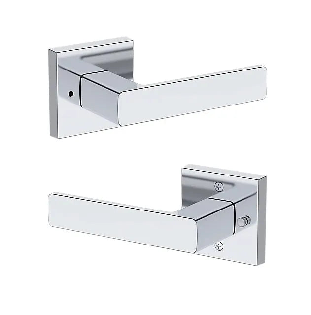 Baldwin Sharpewood Lever with Contemporary Square Rosette in Polished Chrome finish