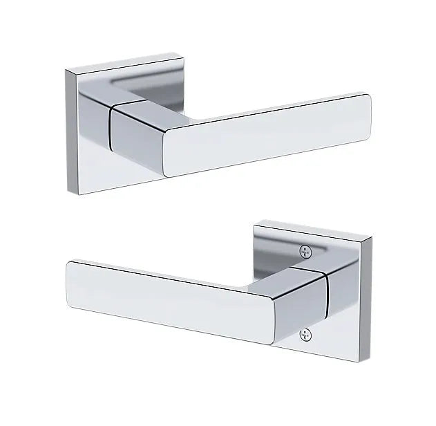 Baldwin Sharpewood Lever with Contemporary Square Rosette in Polished Chrome finish