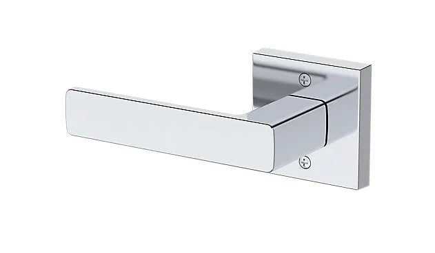 Baldwin Sharpewood Lever with Contemporary Square Rosette in Polished Chrome finish