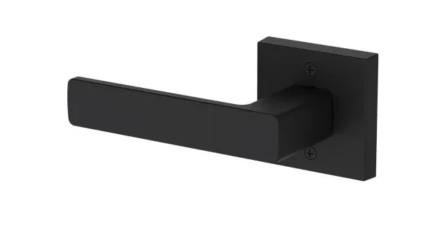 Baldwin Sharpewood Lever with Contemporary Square Rosette in Satin Black finish