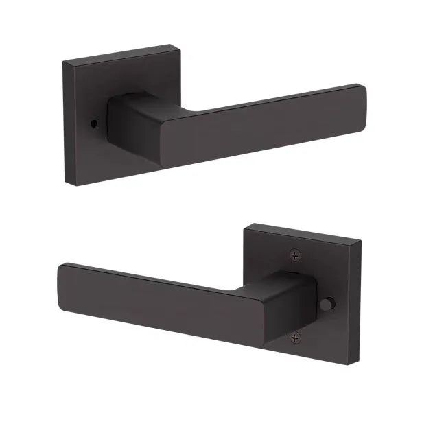 Baldwin Sharpewood Lever with Contemporary Square Rosette in Venetian Bronze finish